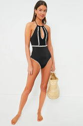 Black Lemika Crochet Halter Neck One Piece